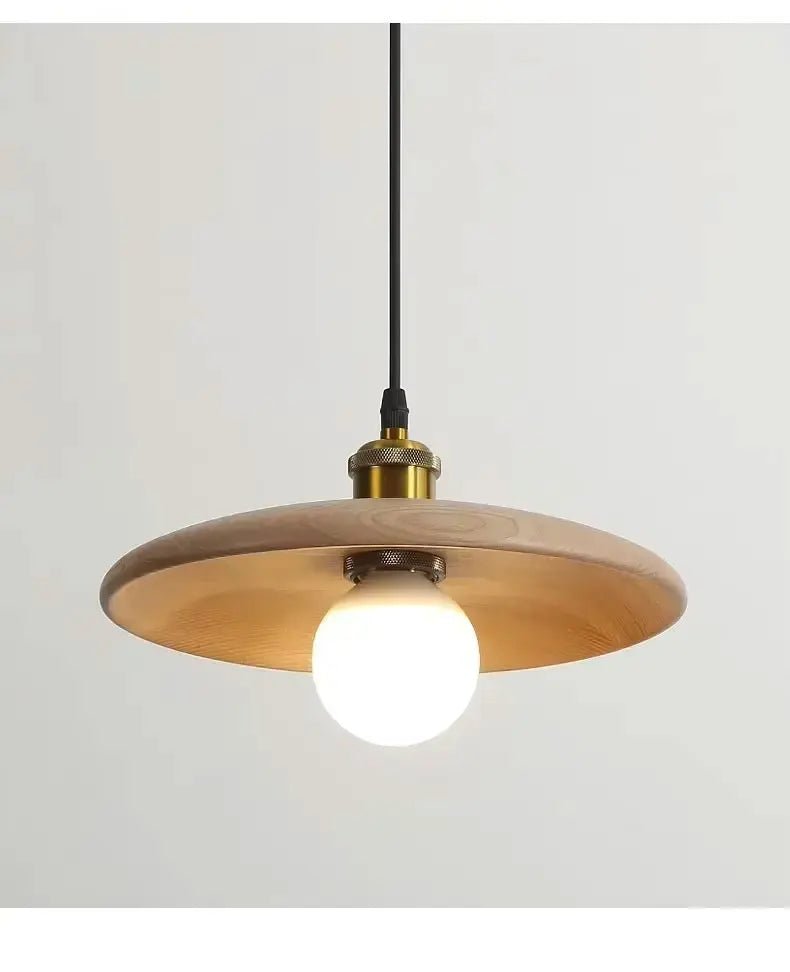 Solid Wood Pendant Light With Three-Color Dimming - Decorbites
