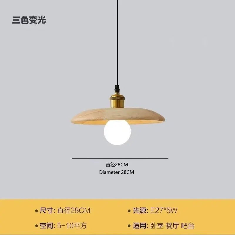 Solid Wood Pendant Light With Three-Color Dimming - Decorbites