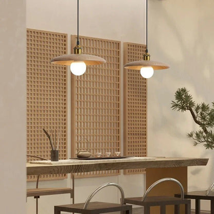 Solid Wood Pendant Light With Three-Color Dimming - Decorbites