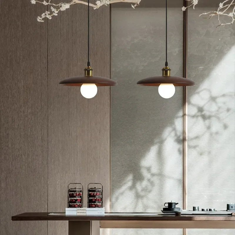 Solid Wood Pendant Light With Three-Color Dimming - Decorbites