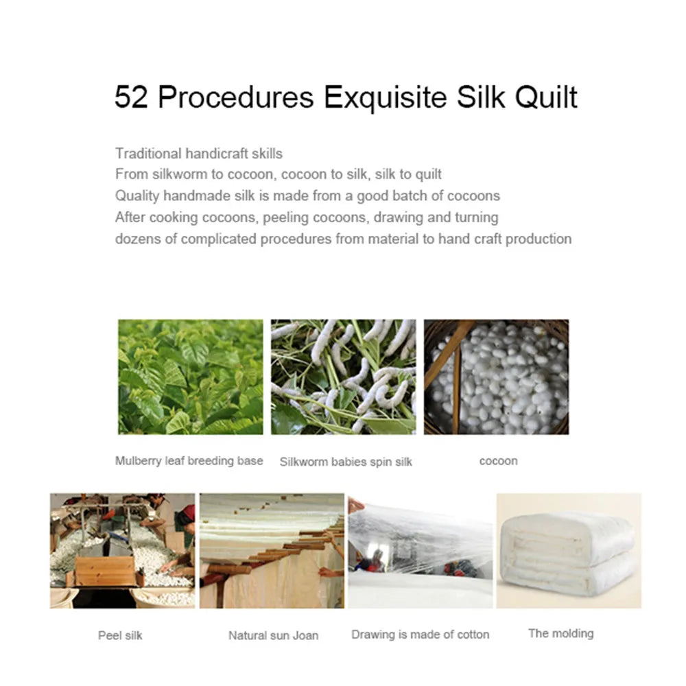 Sondeson luxury natural 100% silk quilt in white features exquisite texture handcrafted with 52 traditional procedures