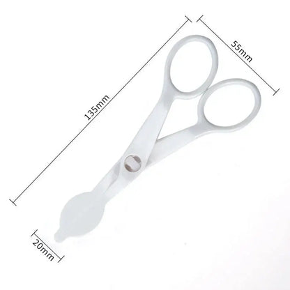White plastic scissors with rounded handles for use with stainless steel cake piping nail set kitchen pastry decorating tools