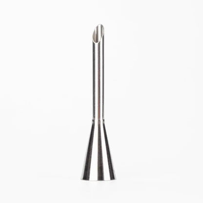 Stainless steel dessert puff cream nozzle set with a sleek oval opening for precise puff cream decoration