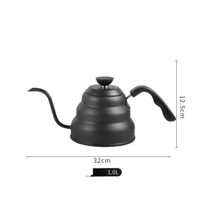 Black matte stainless steel decorbites gooseneck coffee kettle with ribbed body and ergonomic handle for temperature control