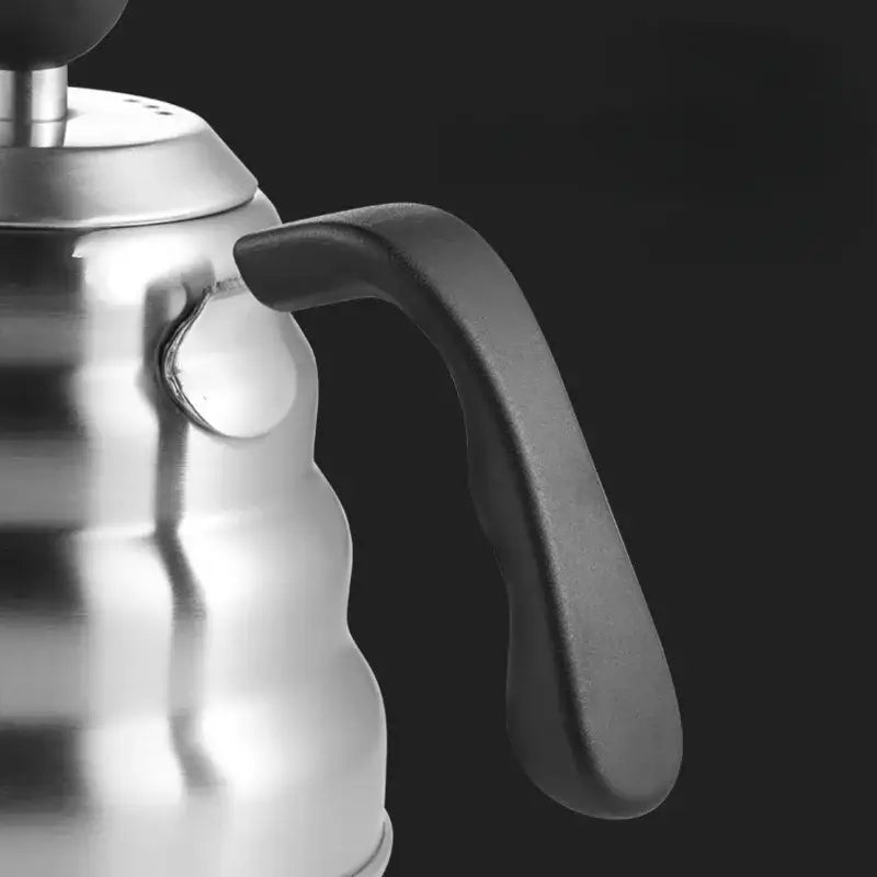 Stainless steel decorbites gooseneck coffee kettle with matte black ergonomic handle for precise kitchen temperature control