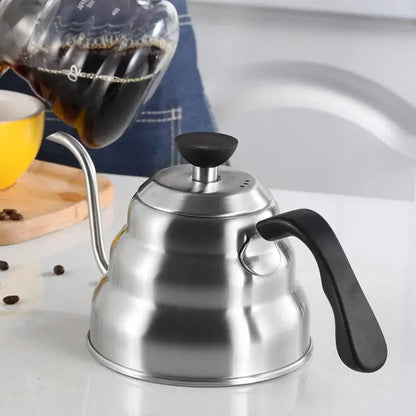 Stainless steel decorbites gooseneck coffee kettle with black handle and spout cap for precise temperature control