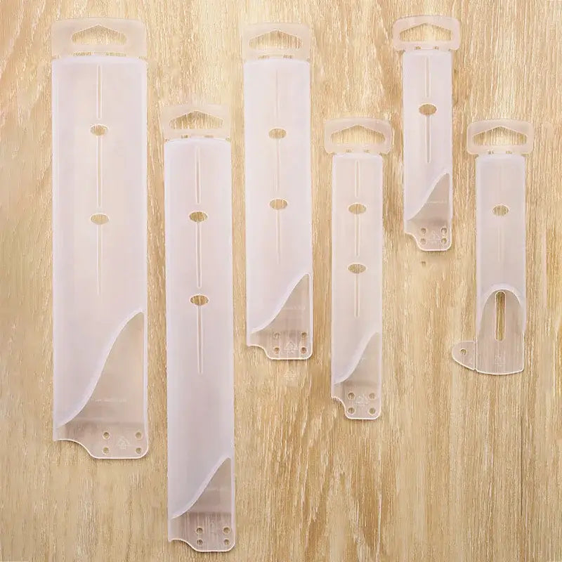 Clear plastic wall brackets with multiple mounting holes for stainless steel decorbites knife scabbard set with clear sheaths