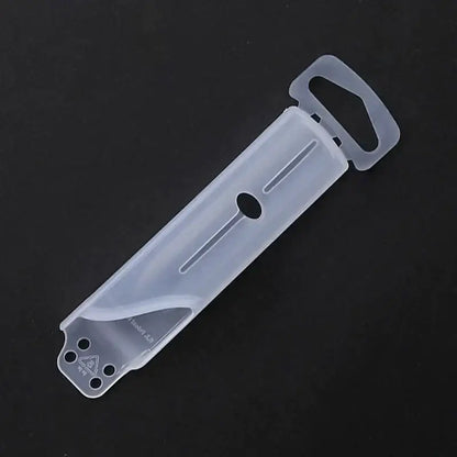 Transparent plastic wall mount bracket with handle and three holes for decorbites knife scabbard set use
