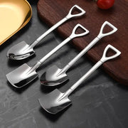 Set of four shiny stainless steel shovel teaspoons with triangular handles stainless steel teaspoons set for dining room