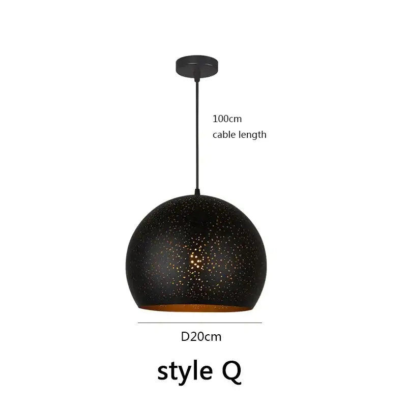 Black decorbites Nordic pendant light with speckled texture gold interior and 100cm cable for dining room decor