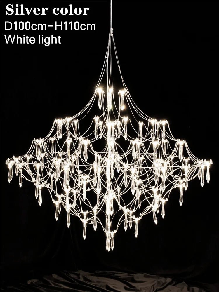 Starry Crystal Firefly Pendant Chandelier in Polished Steel - Decorbites