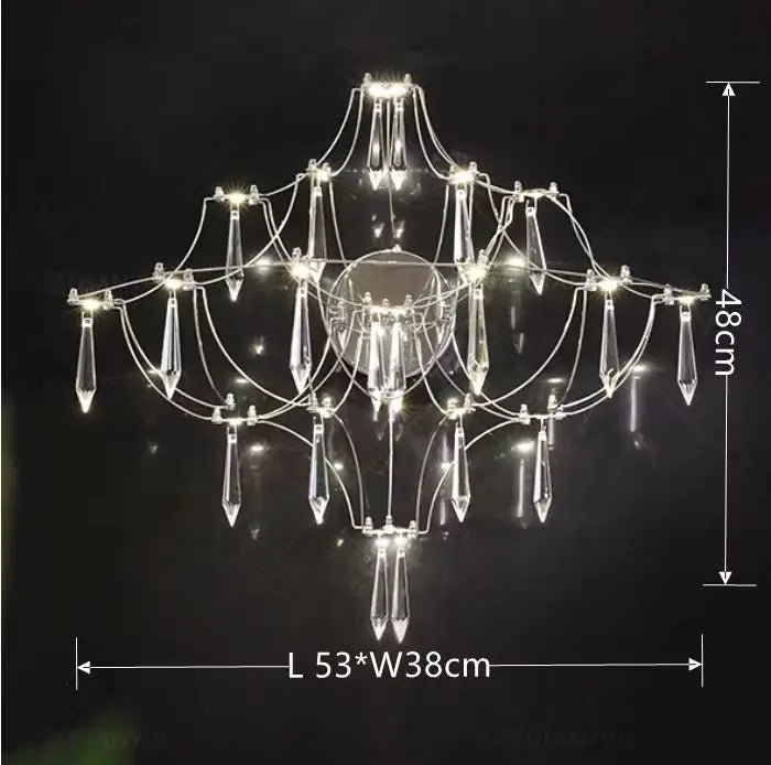 Starry Crystal Firefly Pendant Chandelier in Polished Steel - Decorbites