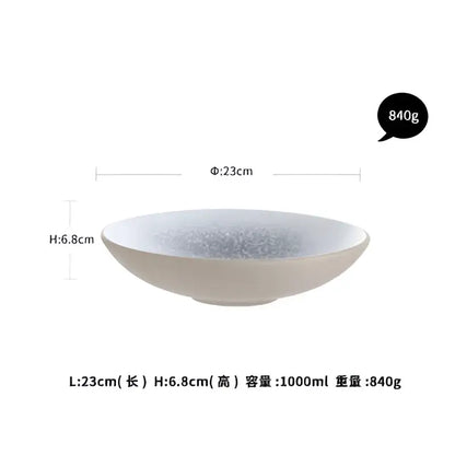 A sleek white ceramic dinner plate set with subtle speckled blue pattern from decorbites ceramic dinner collection
