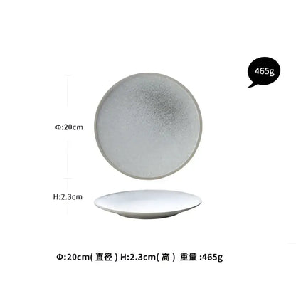 Decorbites ceramic dinner plate set featuring a 20cm speckled gray ceramic dinner plate with white rim for dining room decor