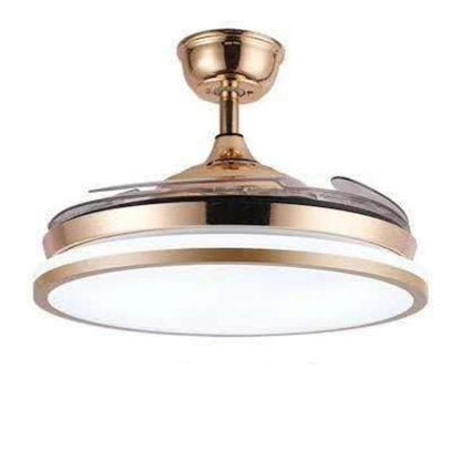 Gold and white modern ceiling fan with led light for study dining room living bedroom use