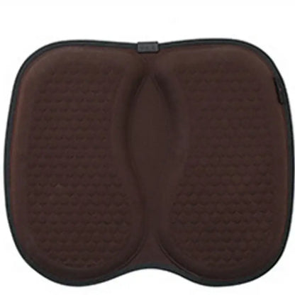 Brown ergonomic seat cushion with textured surface and black border made of silica gel by decorbites 3d honeycomb support