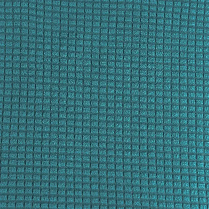 Teal blue quilted chair cover with textured grid pattern stretch elastic fabric for dining room decorbites use
