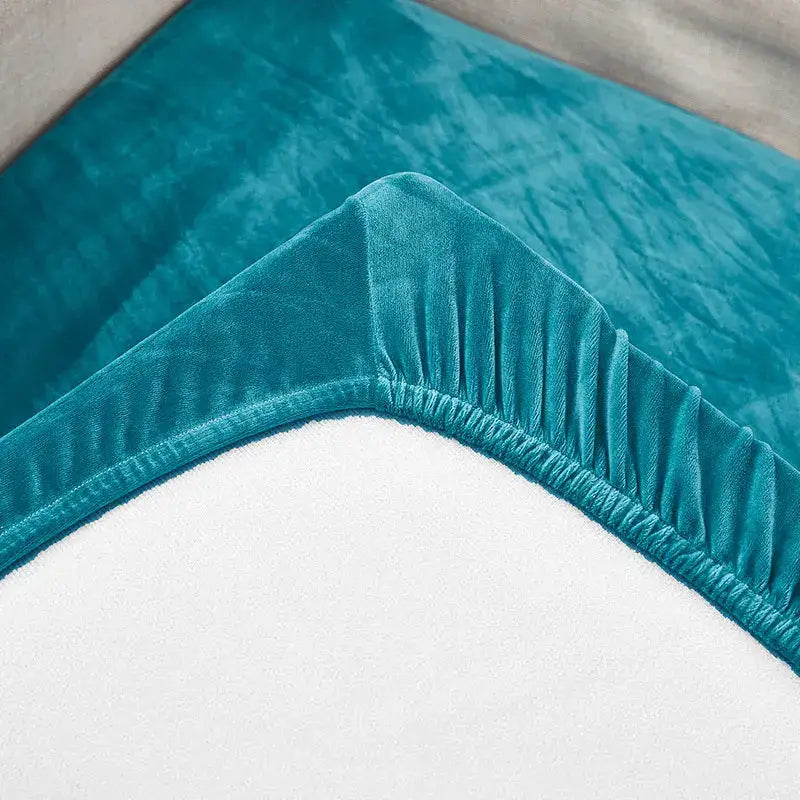 Teal velvet stretch sofa cushion cover with elasticized edge for living room furniture protection