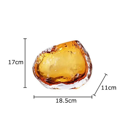 Translucent amber glass vase with textured surface and glossy finish for living room decor by decorbites amber glass