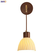 Warm-toned textured glass pendant light with brown wood base and brass hardware decorbites adjustable led wall light