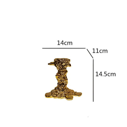 Golden candlestick holder with textured rough surface and flared base ideal as decorbites golden candlestick centerpiece