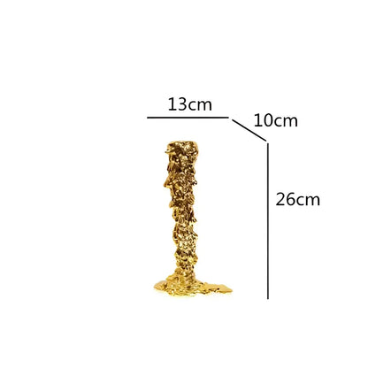 Golden textured candlestick holder by decorbites with rough surface 13cm wide 26cm tall dining room centerpiece