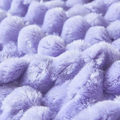 Soft lavender textured cozy taffeta velvet blanket with raised pom-pom pattern for decorbites cozy taffeta throw