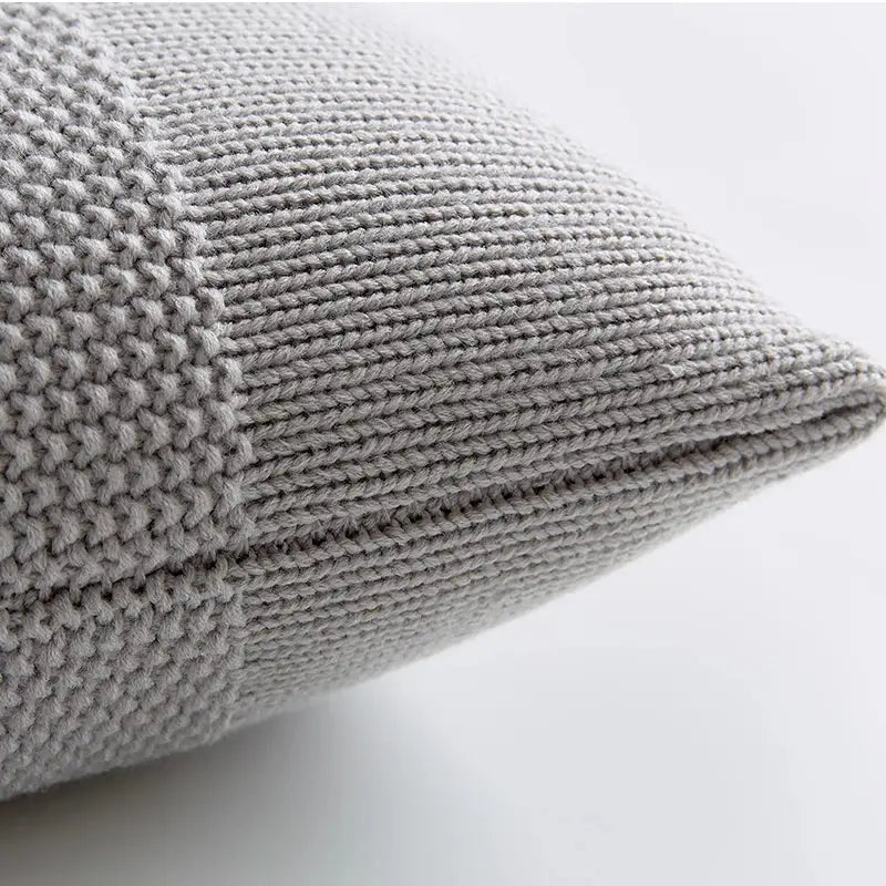 Gray knitted throw pillow with textured woven pattern for living room decorbites knit cushion cover