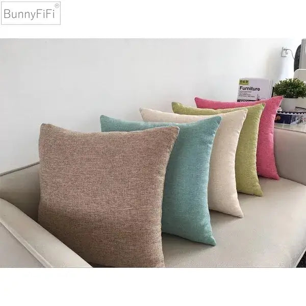 Bunnyfifi square textured orange cushion cover with woven fabric finish for decorbites ivory sofa cushion decor