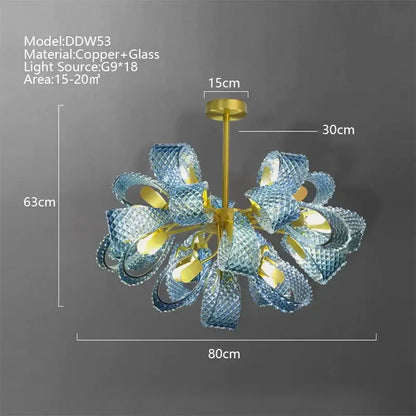 Textured turquoise blue glass luxury wall sconce pair with copper finish and intricate petal design for bedroom decorbites blue glass luxury