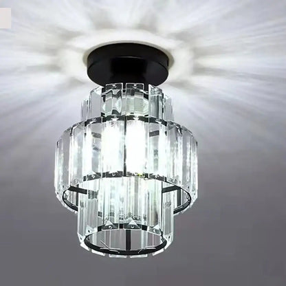 Clear crystal chandelier with black metal frame tiered design in decorbites black gold minimalist led kitchen light