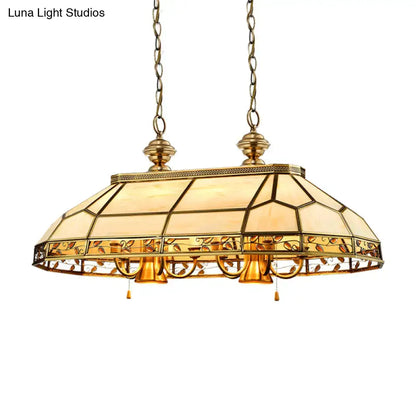 DecorBites 12 bulbs colonial gold pendant lamp with antique brass finish and amber cream tiffany glass for restaurants