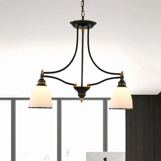 Black wrought iron pendant light with three frosted barrel shades and gold accents for 110v-120v or 220v-240v use
