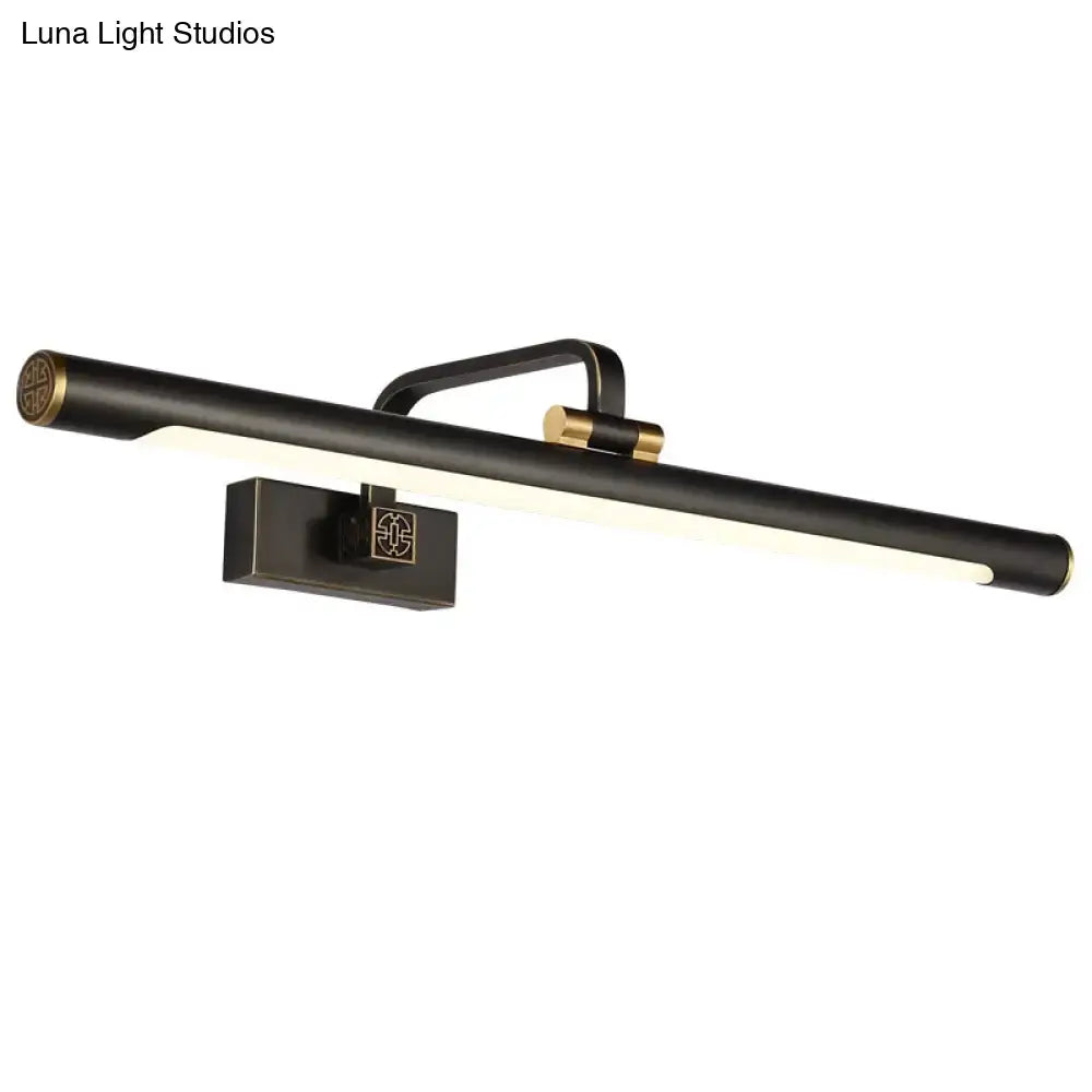 Traditional black metal and gold vanity wall light with sleek rectangular led sconce design for 110v-120v use