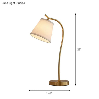 Decorbites™ brass single fabric bedside lamp with traditional bucket table shade in beige for led incandescent fluorescent use