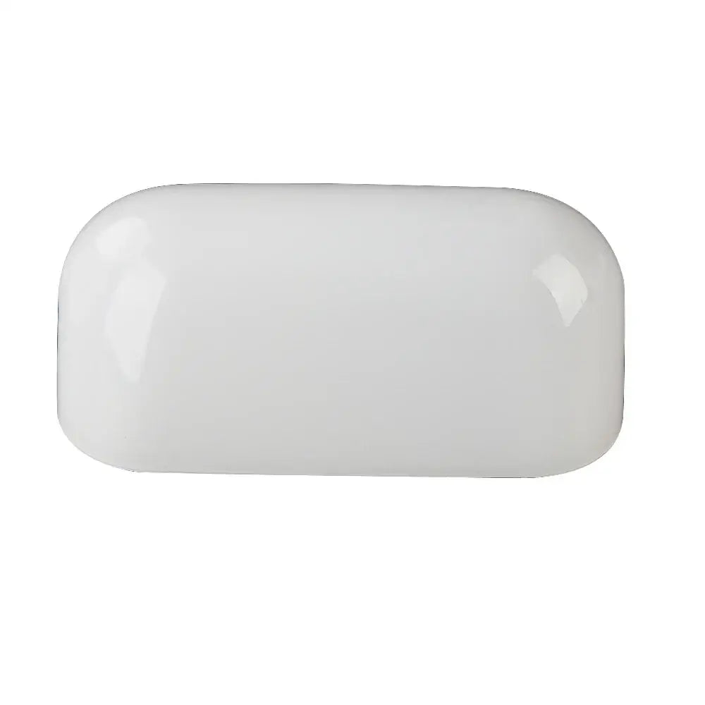 White glossy plastic case with rounded rectangular shape used as lamp cover for decorbites glass bankers lamp shade