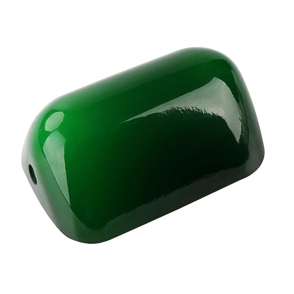 Traditional emerald green glass bankers lamp cover with a glossy deep green body and a small hole for decorbites glass bankers lamp