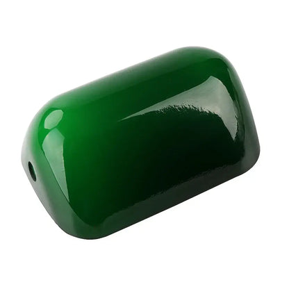 Traditional emerald green glass bankers lamp cover with a glossy deep green body and a small hole for decorbites glass bankers lamp
