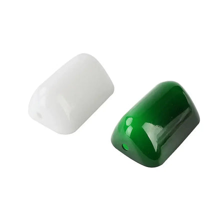 Two polished jadeite beads in white and deep green with glossy finish for decorbites glass bankers lamp cover shade