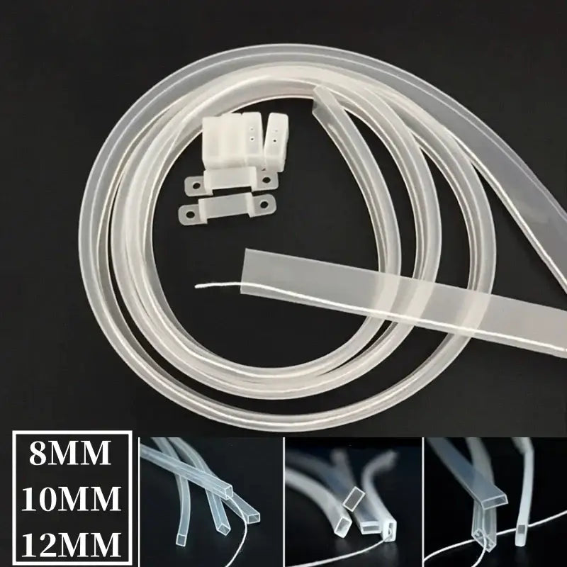 Translucent clear silicone tube strip light diffuser with 8mm, 10mm, and decorbites 12mm led options for living room lighting