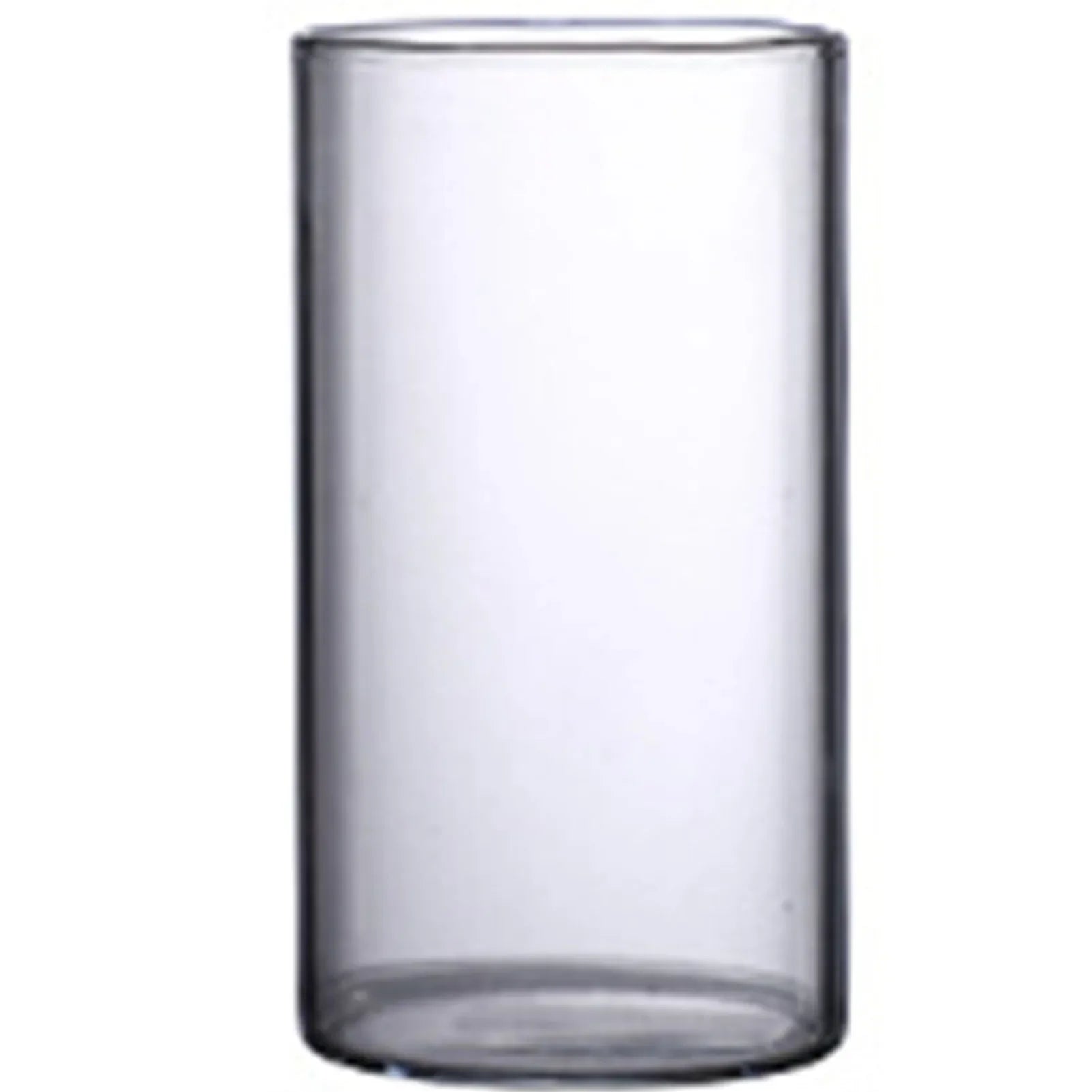 Clear cylindrical glass vase with smooth transparent surface and rounded edges for hydroponic and decorative use