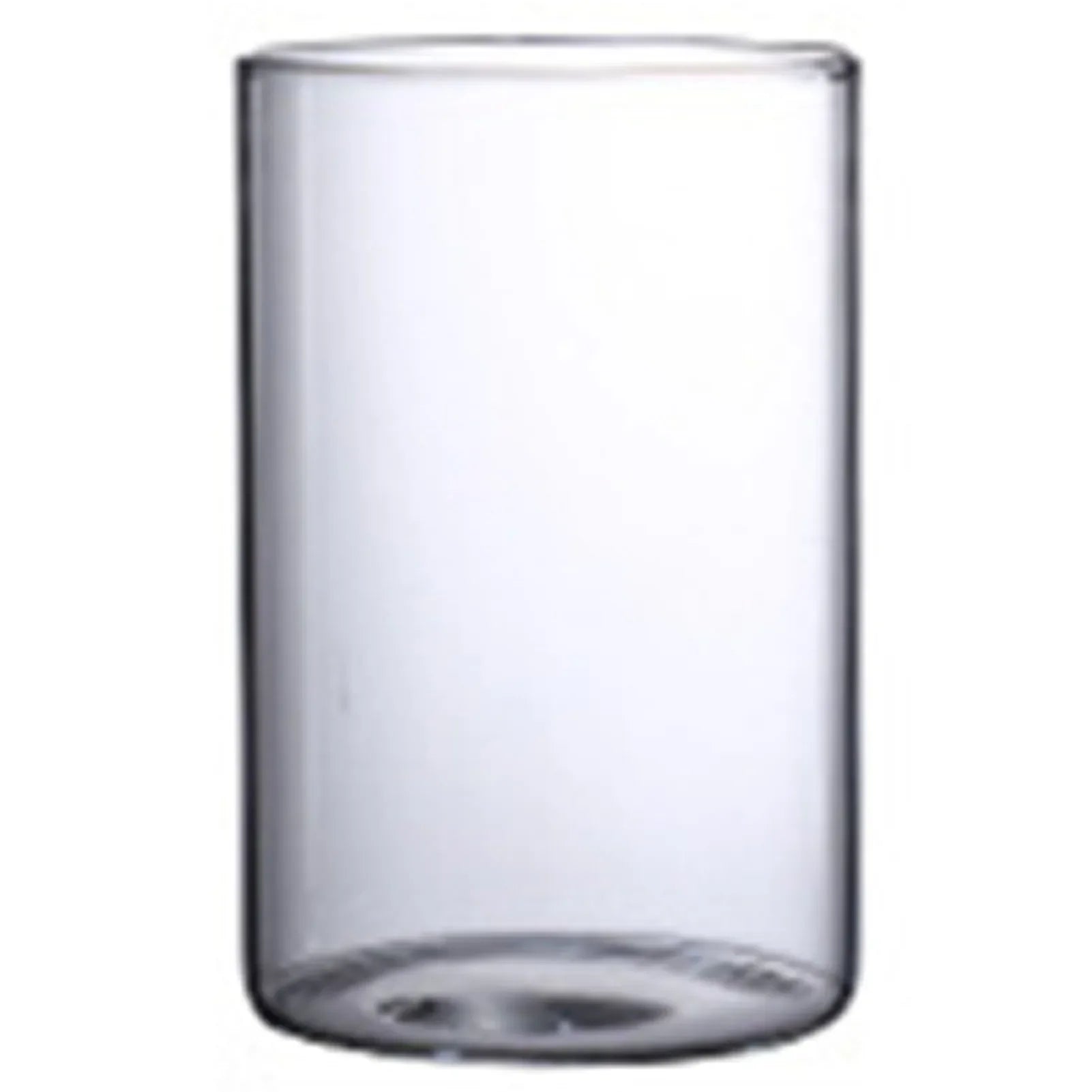 Clear glass cylindrical tumbler with smooth transparent surface and rounded edges for minimalist hydroponic vase use