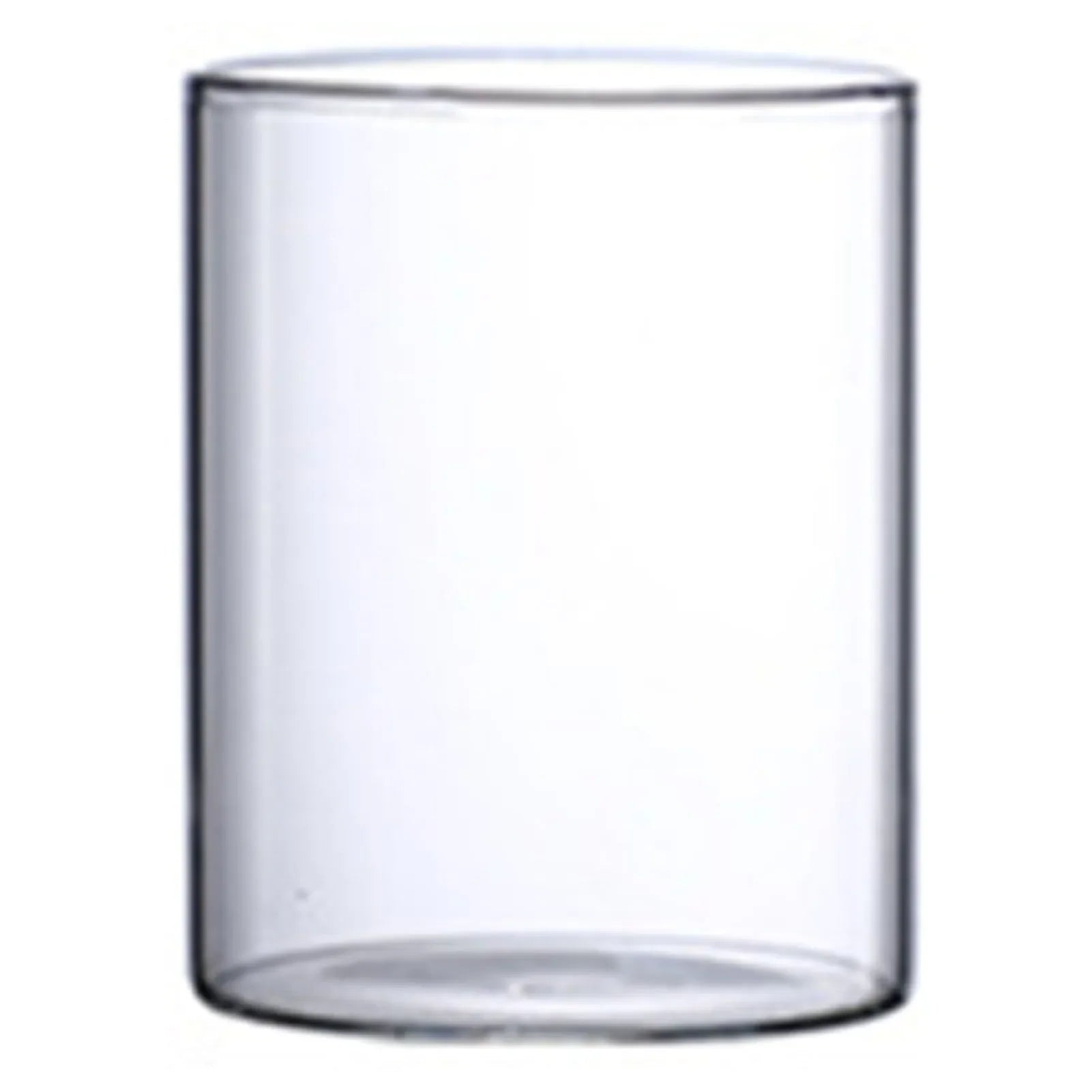 Clear cylindrical glass hydroponic vase with smooth transparent walls and rounded rim for home office wedding table