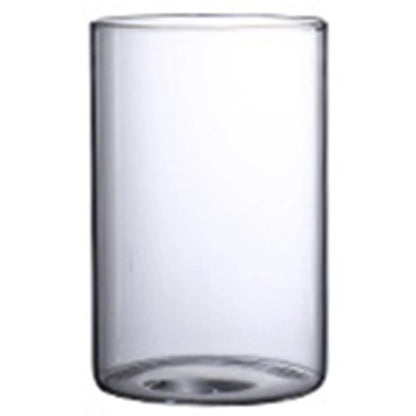 Transparent glass cylindrical tumbler with smooth edges minimalistic glass hydroponic vase for home office wedding table
