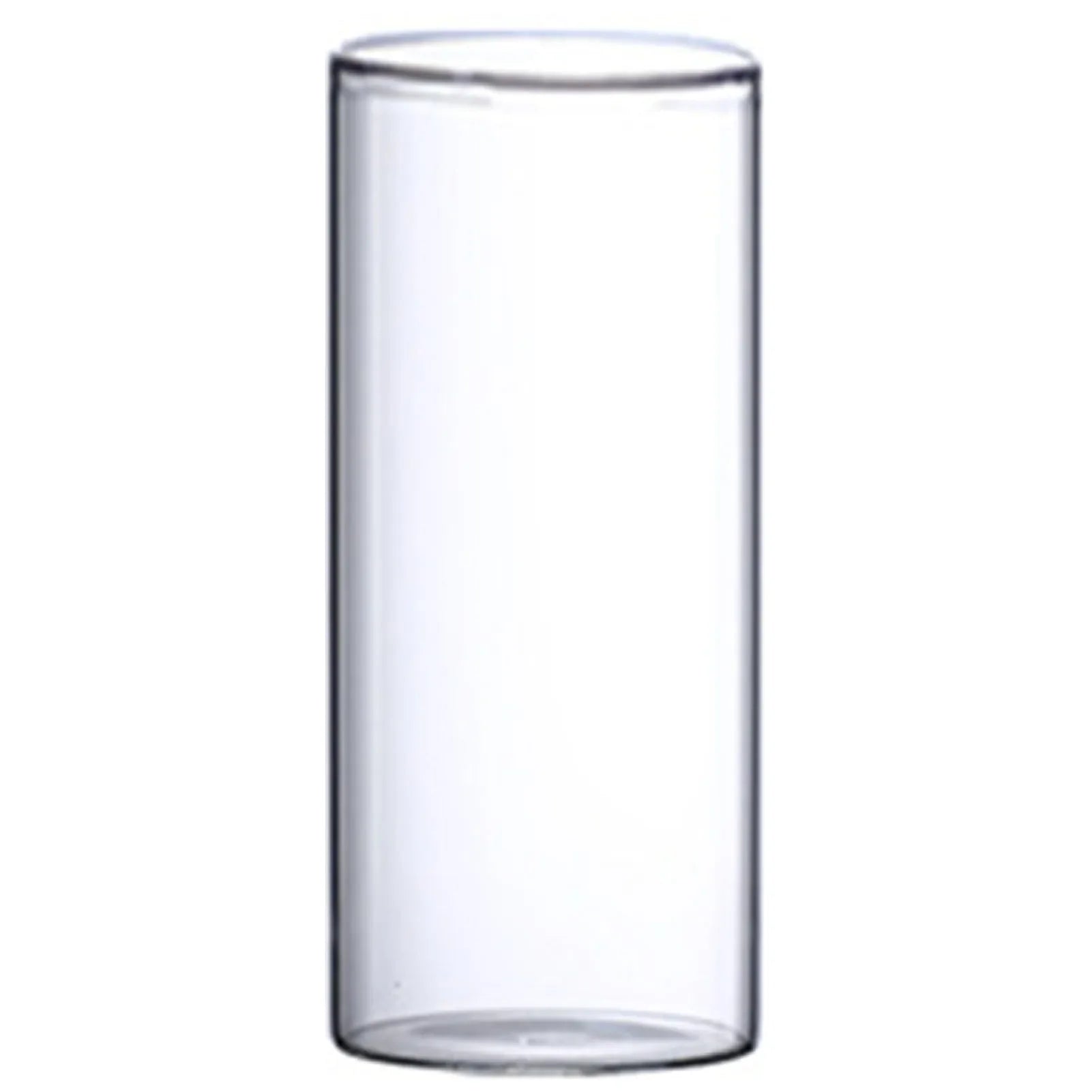 Clear cylindrical glass hydroponic vase made of transparent glass for minimalist home office or wedding decor