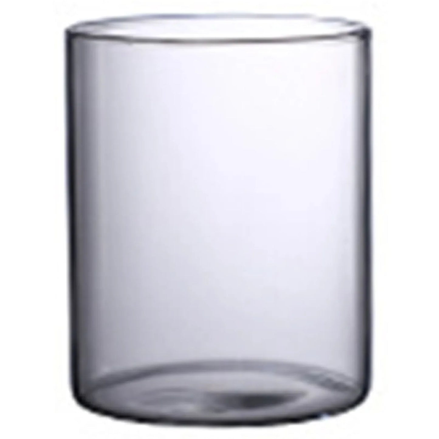 Clear transparent glass hydroponic vase with smooth cylindrical shape and slightly rounded edges for home office wedding table