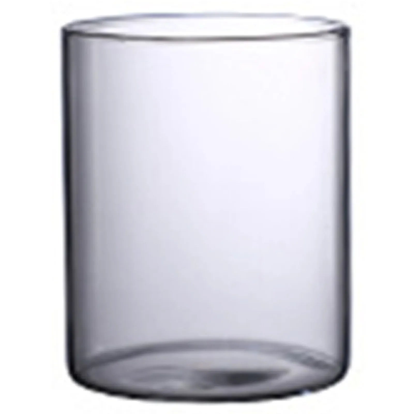 Clear transparent glass hydroponic vase with smooth cylindrical shape and slightly rounded edges for home office wedding table