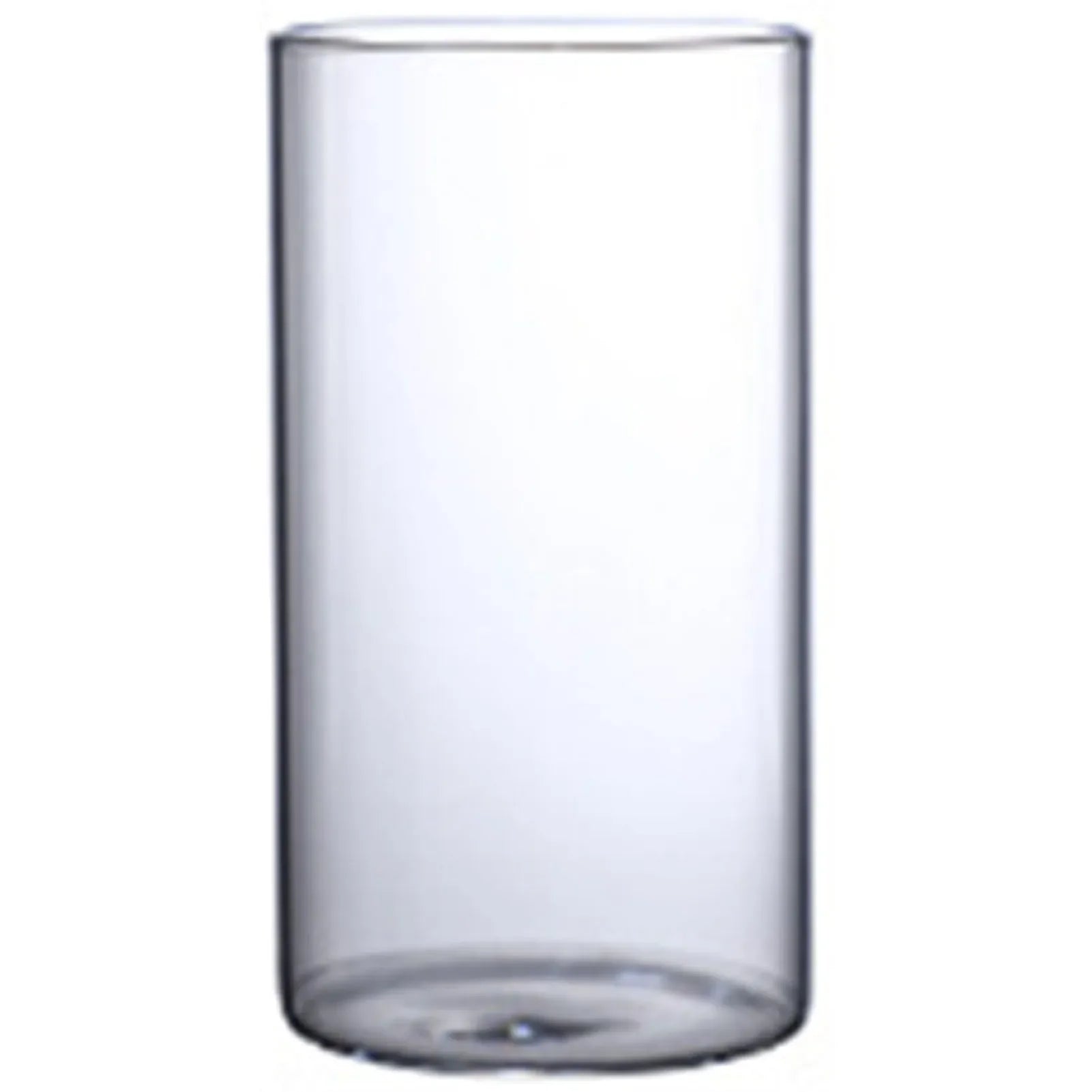Clear cylindrical glass hydroponic vase with smooth transparent surface and rounded edges for home office wedding table