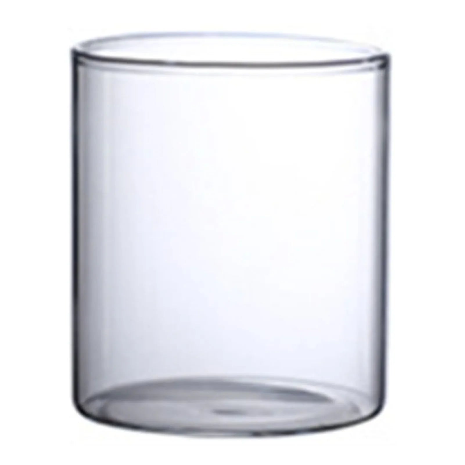 Clear glass hydroponic vase with smooth cylindrical shape and rounded rim for home office wedding table decor
