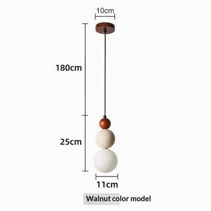 Travertine Stone and Wood Bauhaus Pendant Light - Decorbites